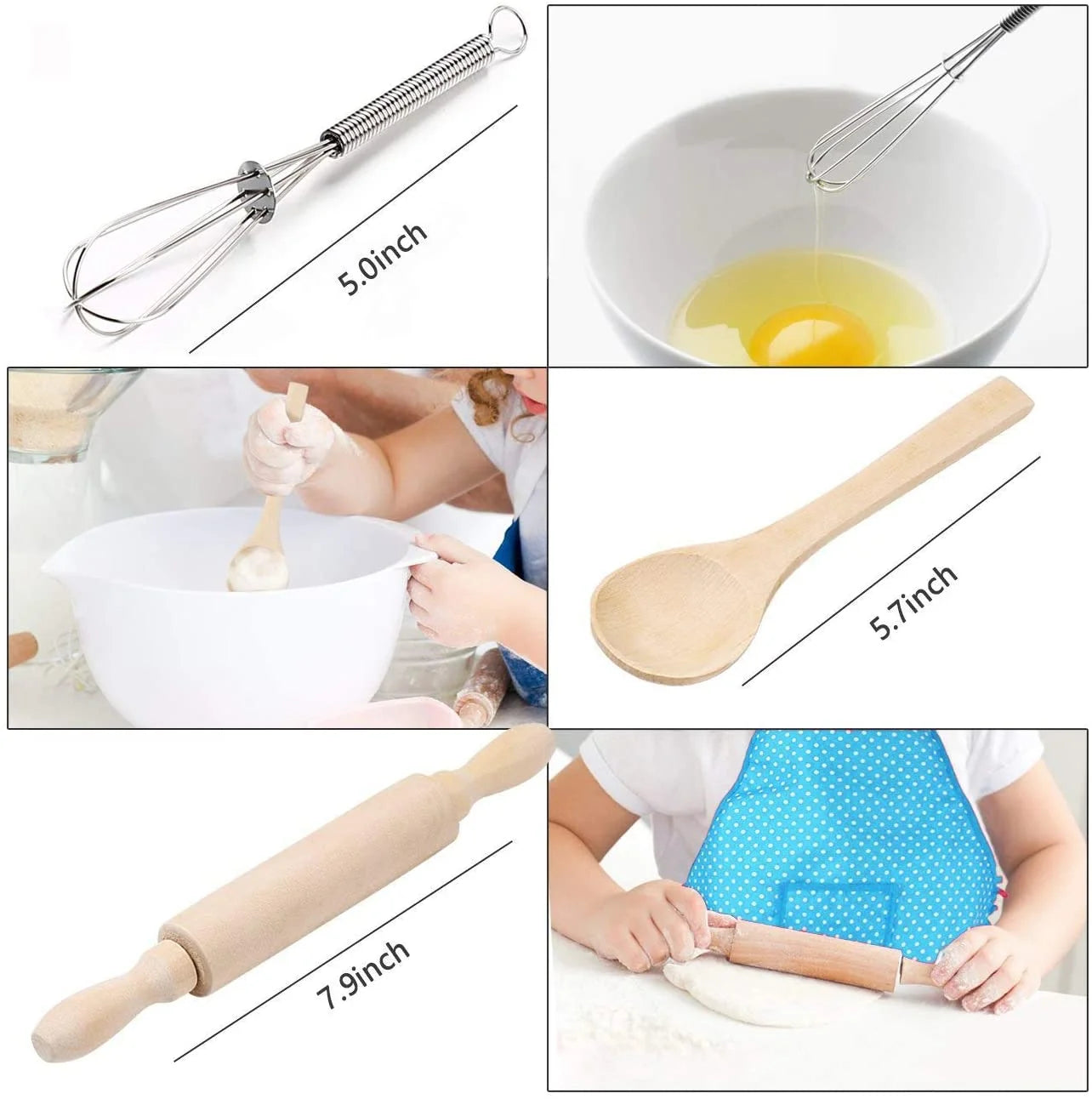 Kids Cooking Set, 11 Pcs Chef Role Play Kit for Girls Ages 3-6, Includes Apron, Chef Hat, Oven Mitt, Utensils & Baking Tools, Birthday & Festival Gift, Blue